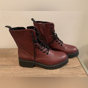 Burgundy Combat Boots